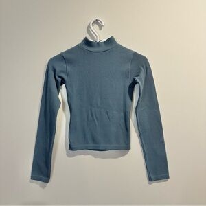 ZARA | Women's Xsmall Blue Ribbed Long Sleeve Top with open back